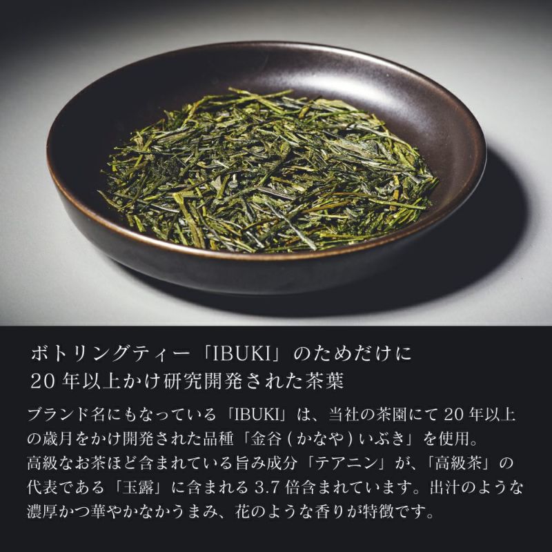 ボトリングティー（ボトルドティー）IBUKI（いぶき）に使用している特別な高級茶葉（緑茶・煎茶）は、自社で20年の時間をかけて開発したオリジナル茶葉です。